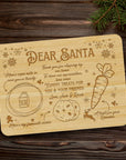 Personalised Dear Santa Treat Tray, Custom Engraved Christmas Eve Board, Etched Reindeer Milk Carrot Cookie Platter, Plywood Xmas Night Tray