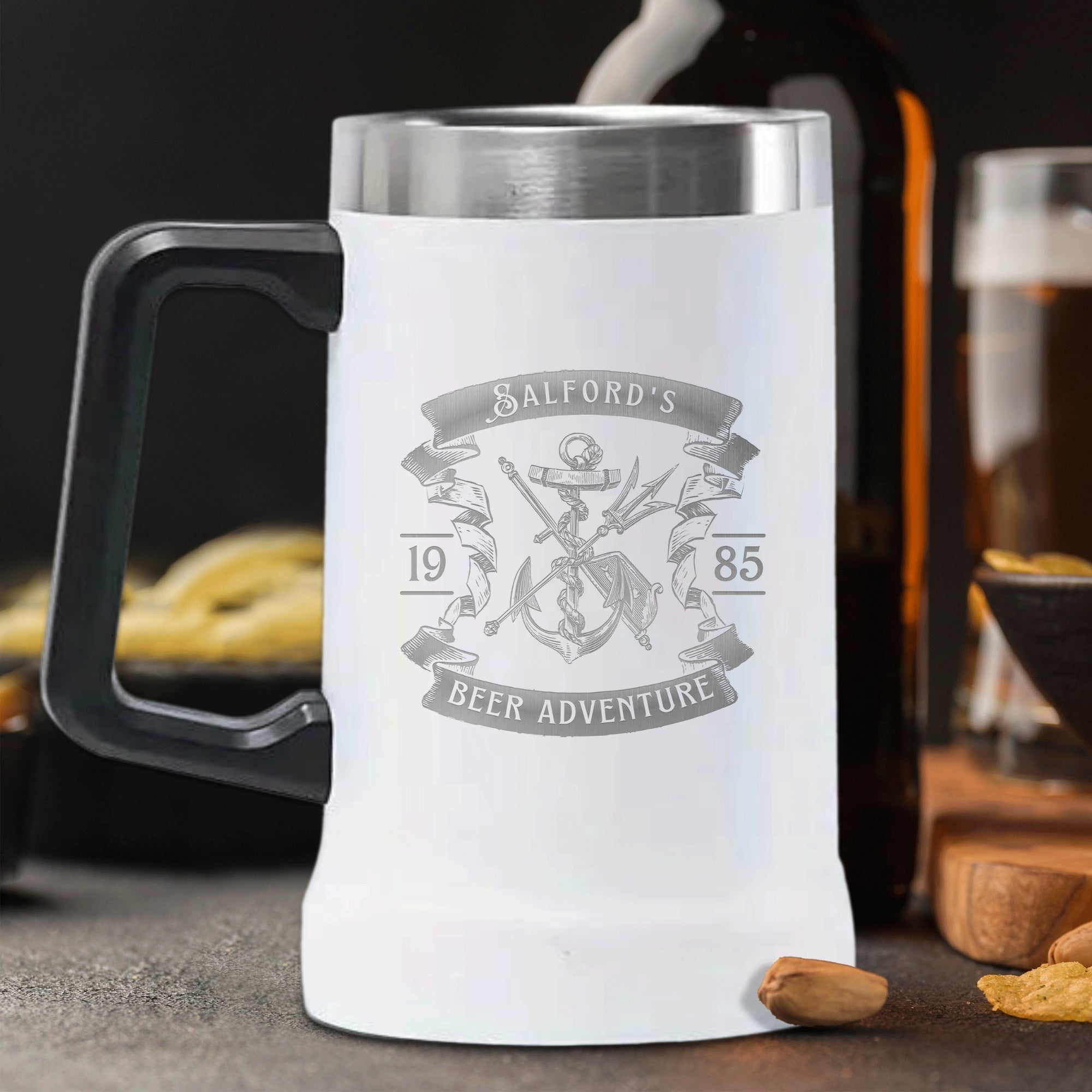 Personalised Insulated Stainless Steel Tankard Beer Mug, Custom Engraved Thermal Brewery Tumbler, Dad Groomsman Housewarming, Christmas Gift