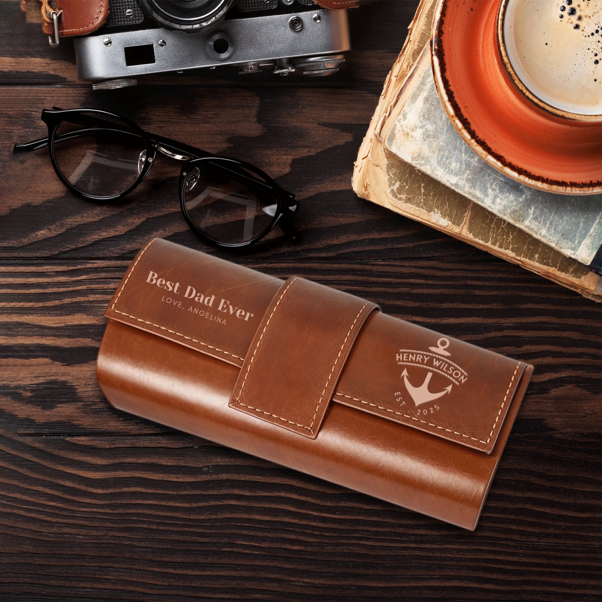 Personalised Unisex Leatherette Sunglasses Case, Custom Engraved Logo Eyeware/ Eyeglasses Box, Groomsman, Mother, Father Birthday, Xmas Gift