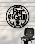 Custom Barbecue Hoop, Personalised Family BBQ Wall Art, Chill & Grill Bar Display Hanging Sign, Kitchen Backyard, Housewarming Decor Signage