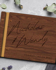 Custom Engraved Wooden Vegan Leather Wedding Guest Book, Personalised Plywood Alternative Traditional Guestbook Keepsake,Rustic Party Decor