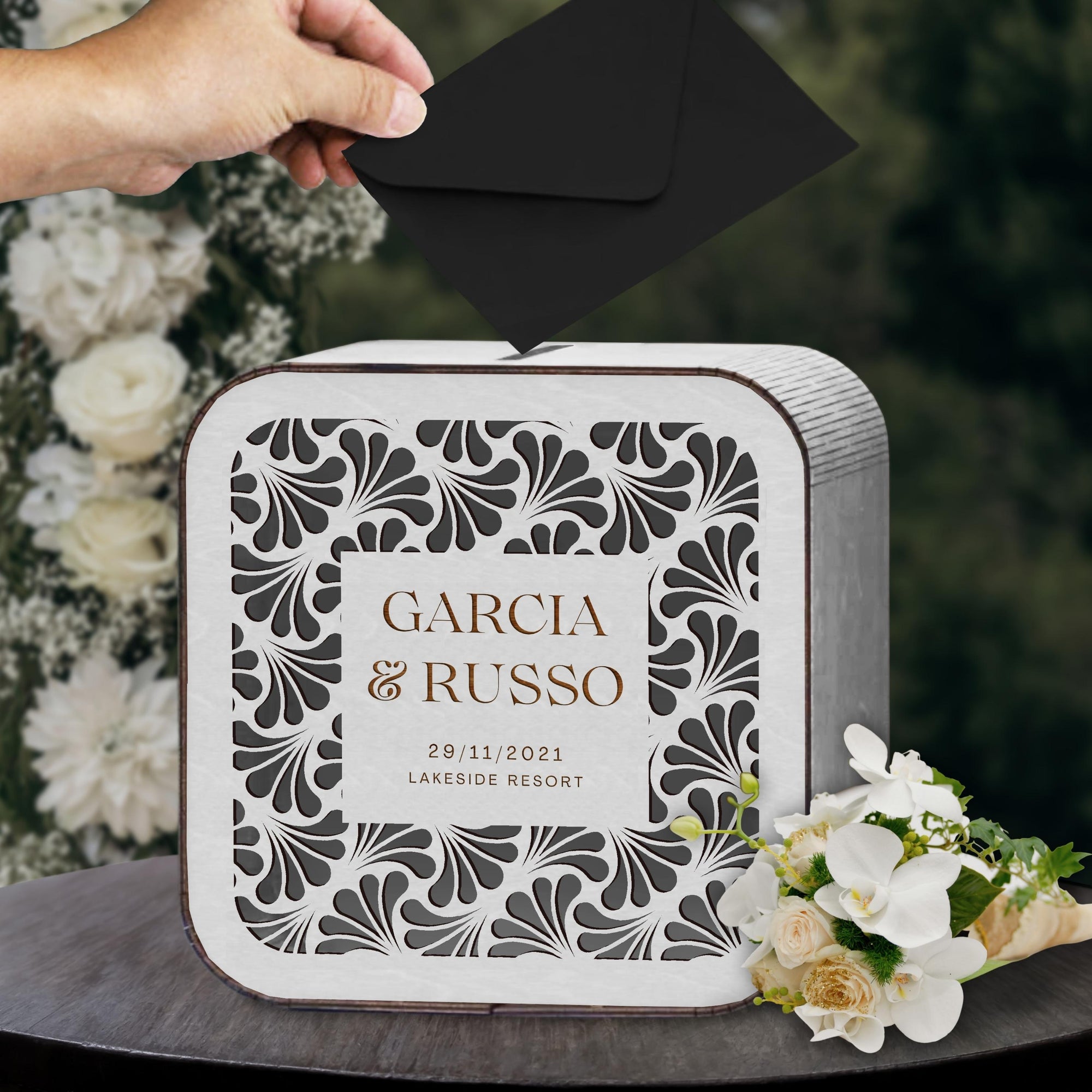 Custom Made Laser Cut & Engrave Plywood Wishing Well Box, Personalised Name & Date Money, Envelope, Card Boxes, Rustic Wedding Memory Keepsake Gift