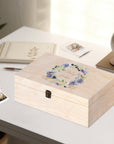 Personalised Floral Wedding Wooden Keepsake Box, Custom Names & Date UV Printed Memory Engagement Treasure Storage, Anniversary Couple Gift