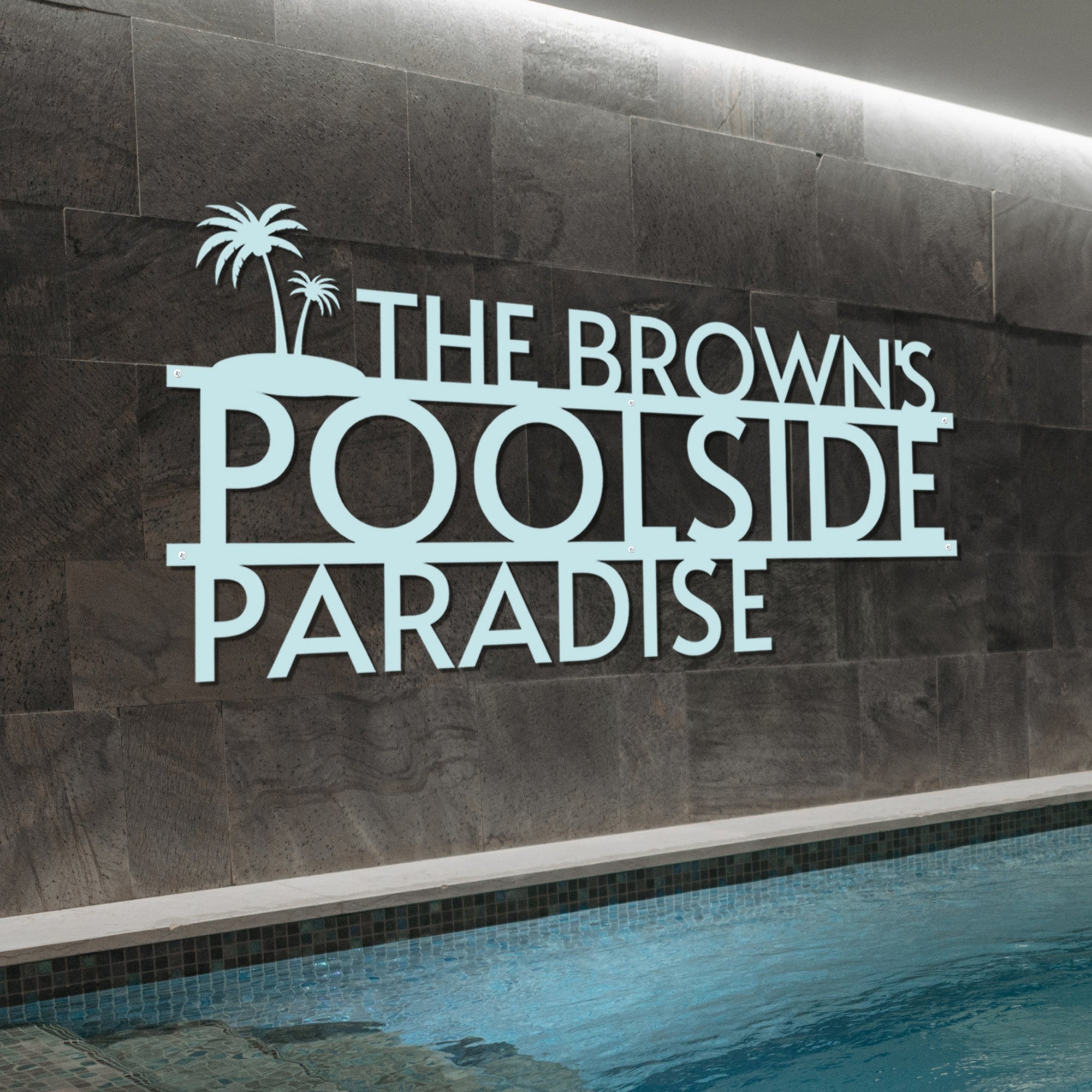 Custom Made Tropical Palm Oasis Retreat Poolside Sign, Personalised Name Acrylic Pool Bar Backyard/ Patio/ Deck Wall Art, Housewarming Gift