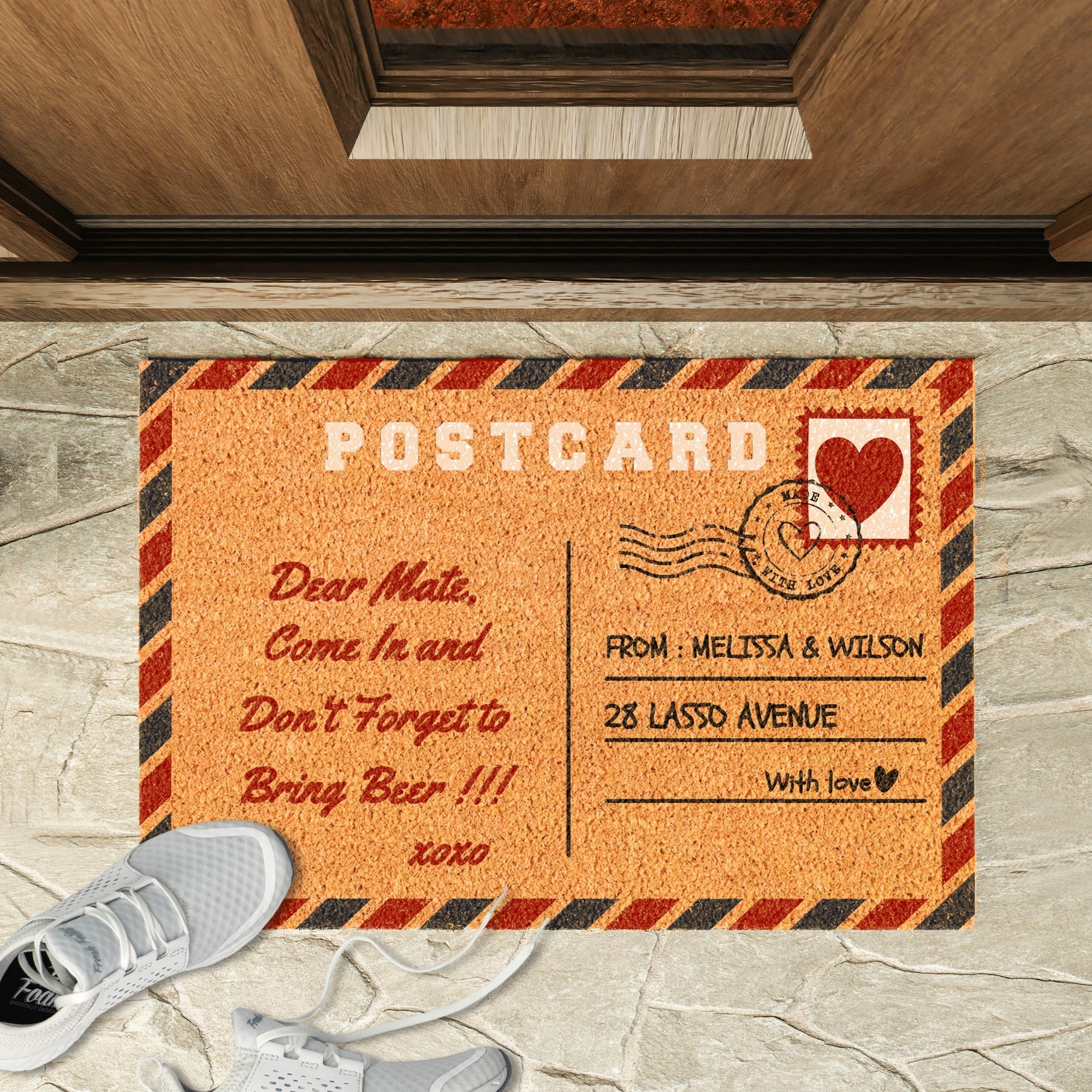 Personalised Floral Garden Coir Doormat, Customised Color Logo Printed Property Estate Entry Welcome Outdoor Indoor Mat, Housewarming Gift