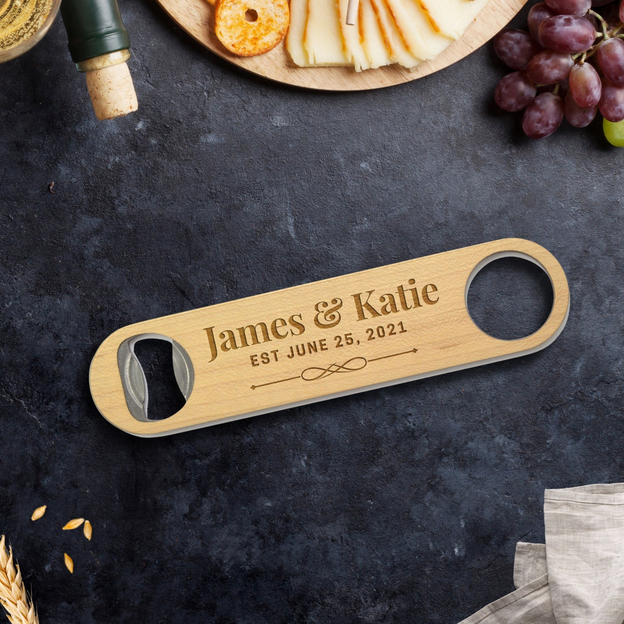 Personalised Wooden Bar Blade Beer Bottle Opener, Custom Engraved Logo Corporate Gift, Wedding Favour, Groomsmen, Father's Day, Teacher Gift