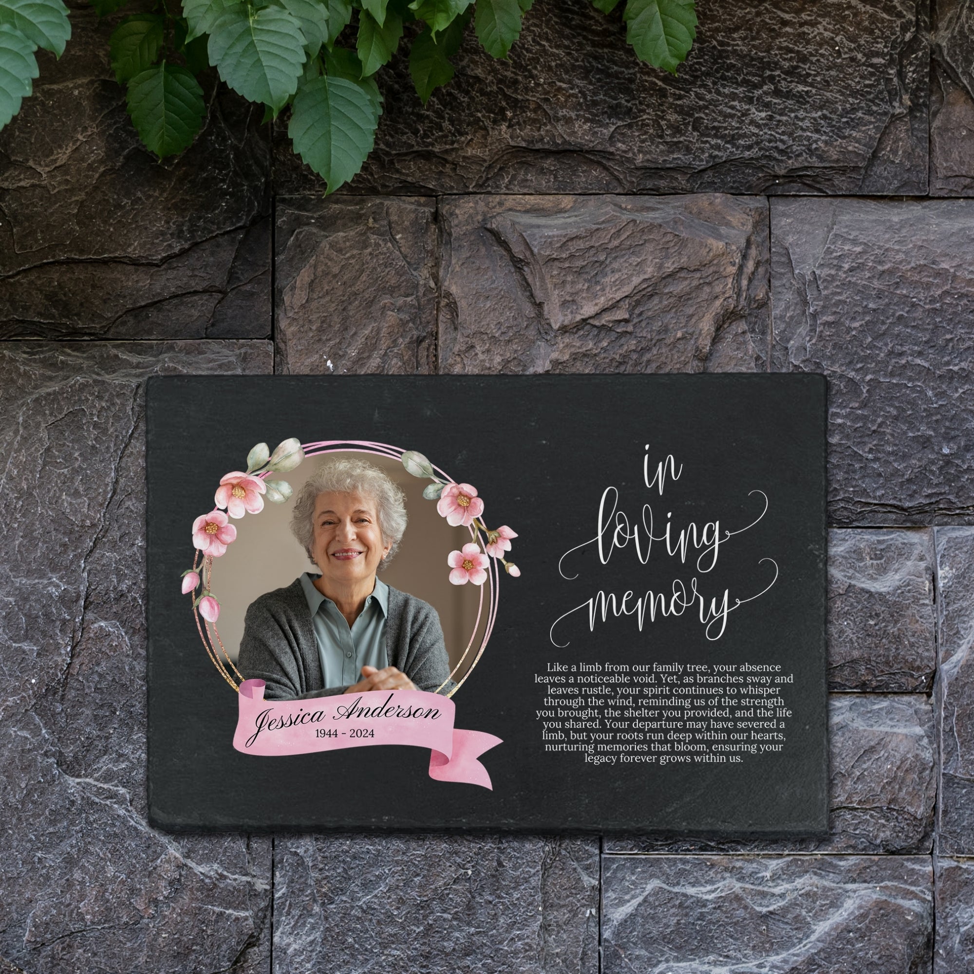 Personalised Photo Memorial Slate Sign Custom Print In Loving Memory Garden Stone Funeral Cemetery Plaque Display Pet Loss of Love Pray Gift