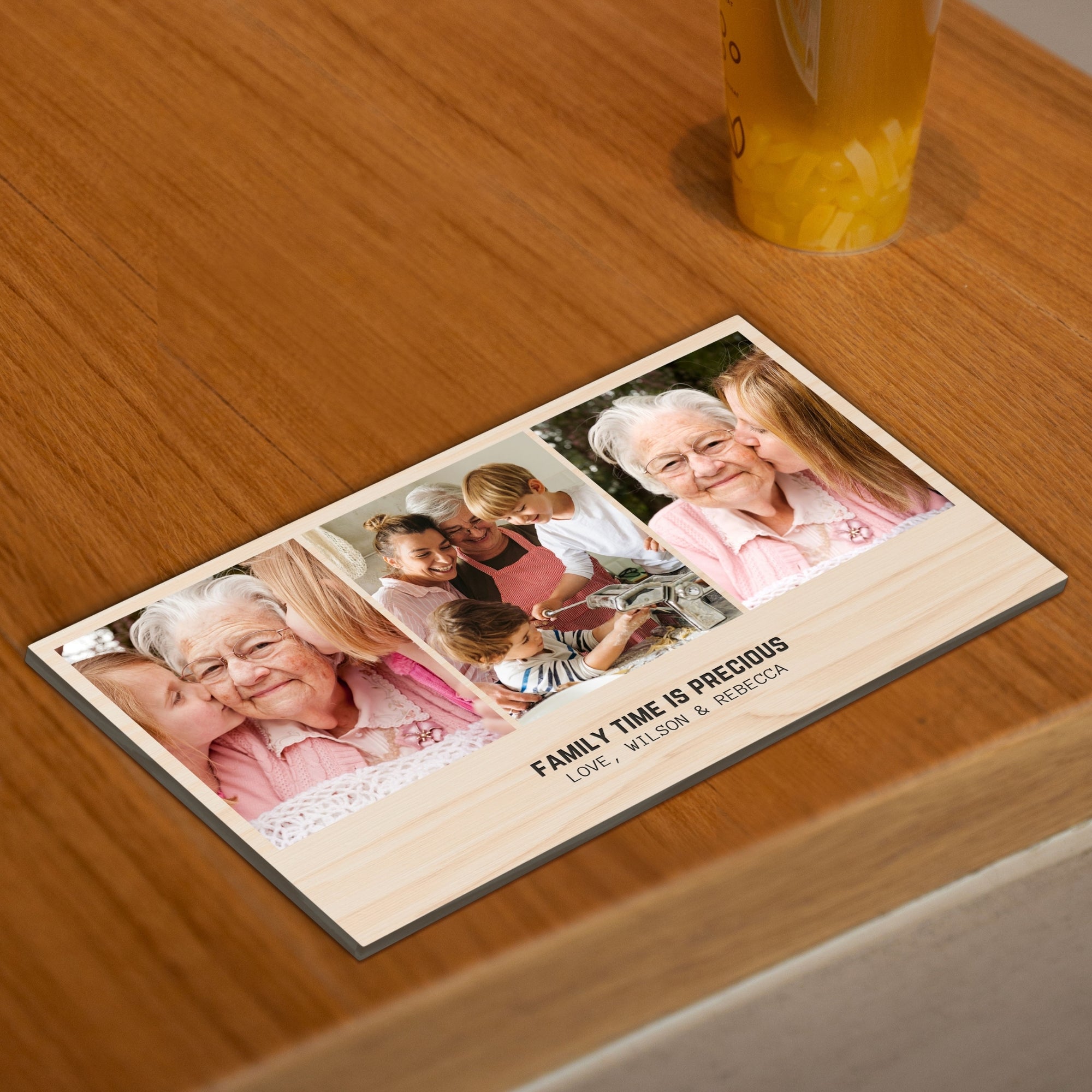 Custom Print 3 Photo Collage Wood Plaque, Personalised Bamboo Photobooth Strip, Picture Fridge Magnet, Anniversary, Birthday, Mum, Dad Gift