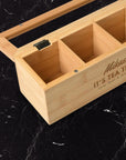Personalised Bamboo 5 Slots Tea Bag Box, Etched Wooden Keepsake, Engraved Kitchen Custom Organised Storage, Housewarming/ Birthday, Mom-Dad, Teacher, Godparents Gift