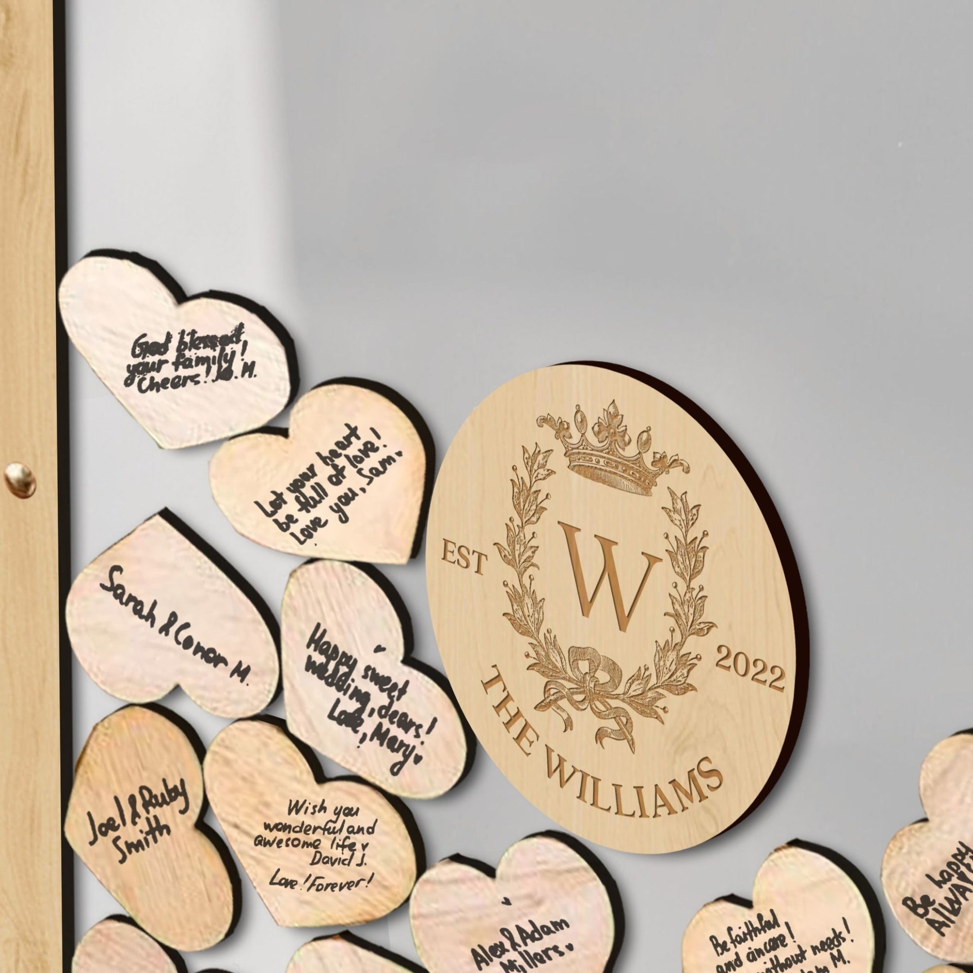 Custom Made Laser Cut Plywood & Acrylic Arch Shape Wedding Heart Chips Drop Box, Rustic Personalised Guest Book Alternative, Stationery Table Decor