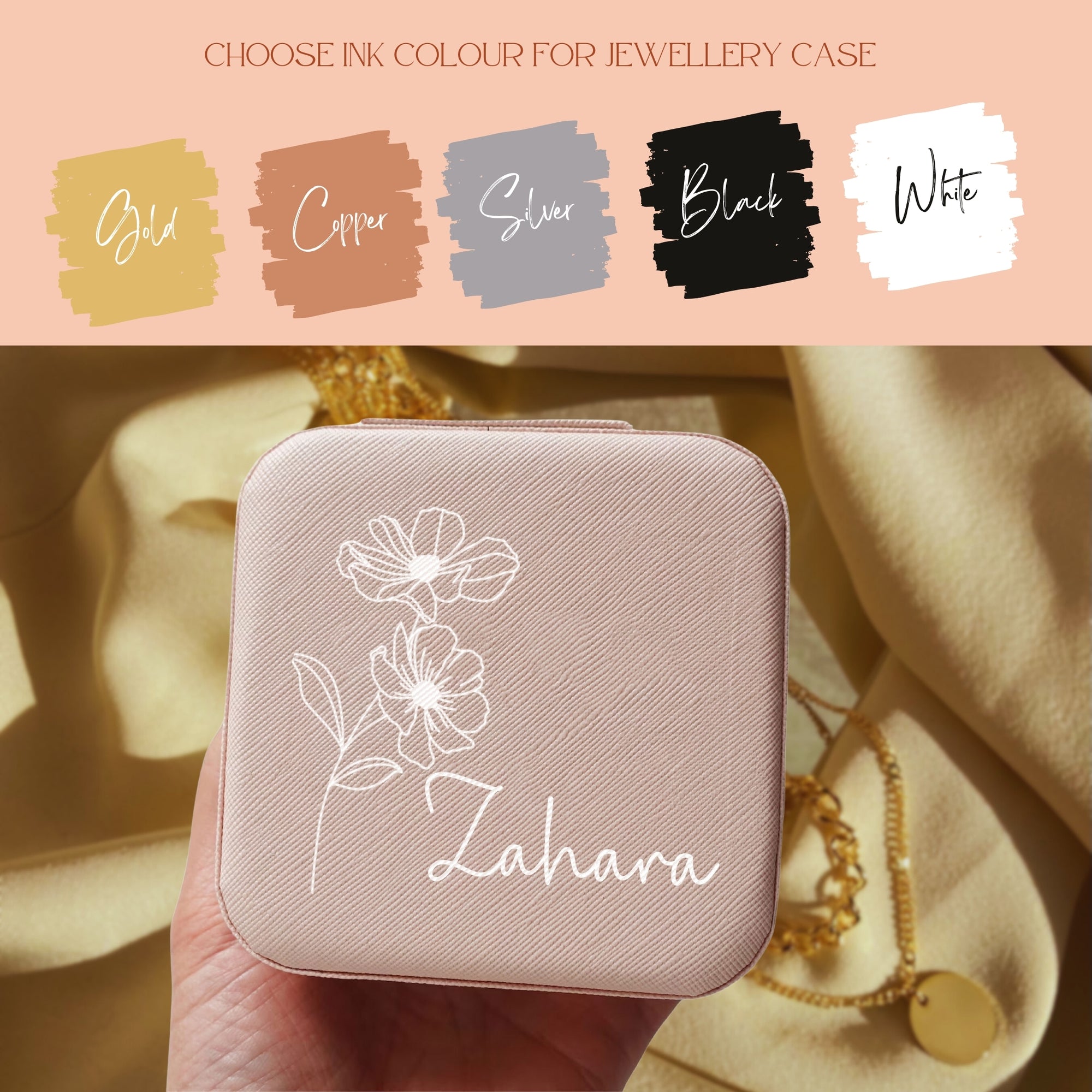 Personalised Champagne Glass, Tumbler, Jewellery Case Set in Custom Engraved Wooden Box, Maid of Honour Mum Bridesmaid Proposal Wedding Gift