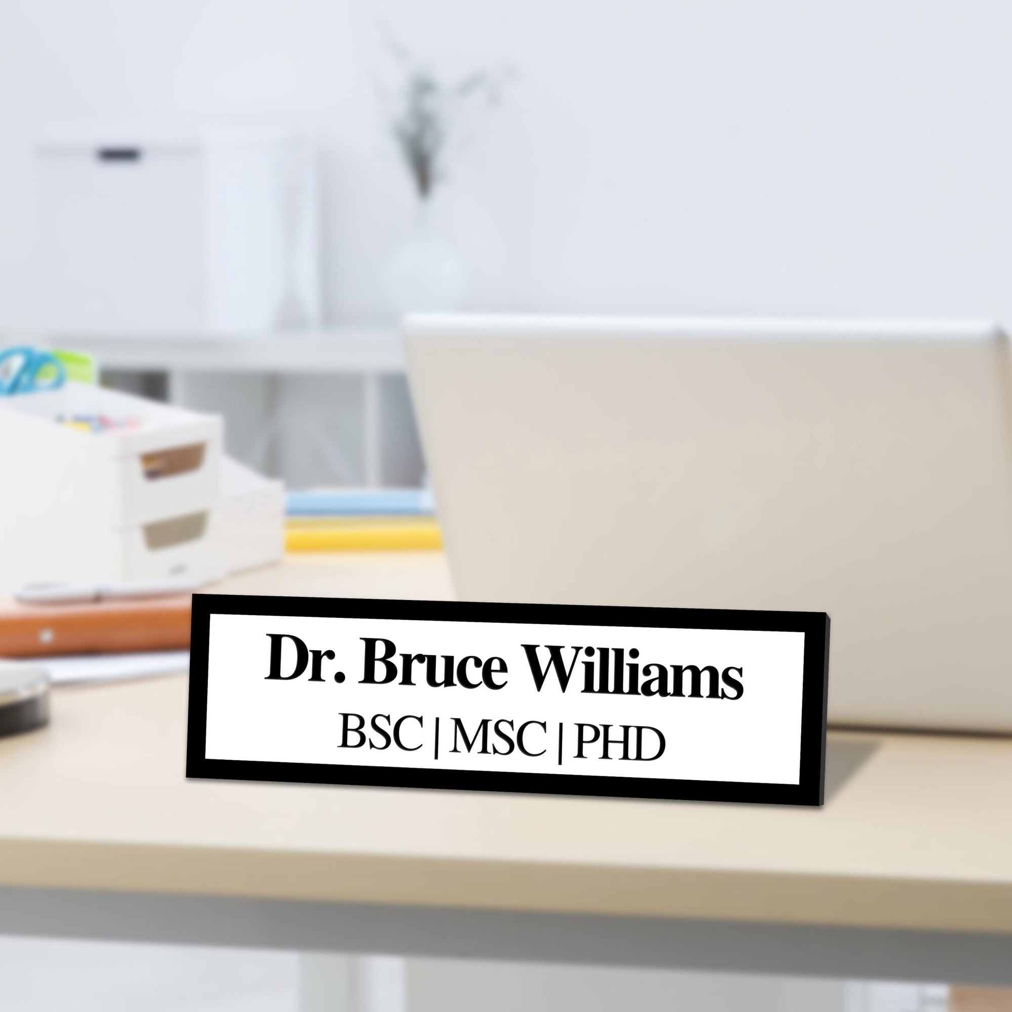 Custom Engraved Acrylic Desk Name Plate, Personalised Professional New Job Title Sign, Office Accessory, Title Banner, Job Role Quote Plaque