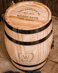 Personalised Wooden Barrel Whiskey Box, 2 Prism Glasses, 6 Ice Stones | Custom Engraved Barware Set, Dad, Groomsmen, Retirement, Xmas Gift