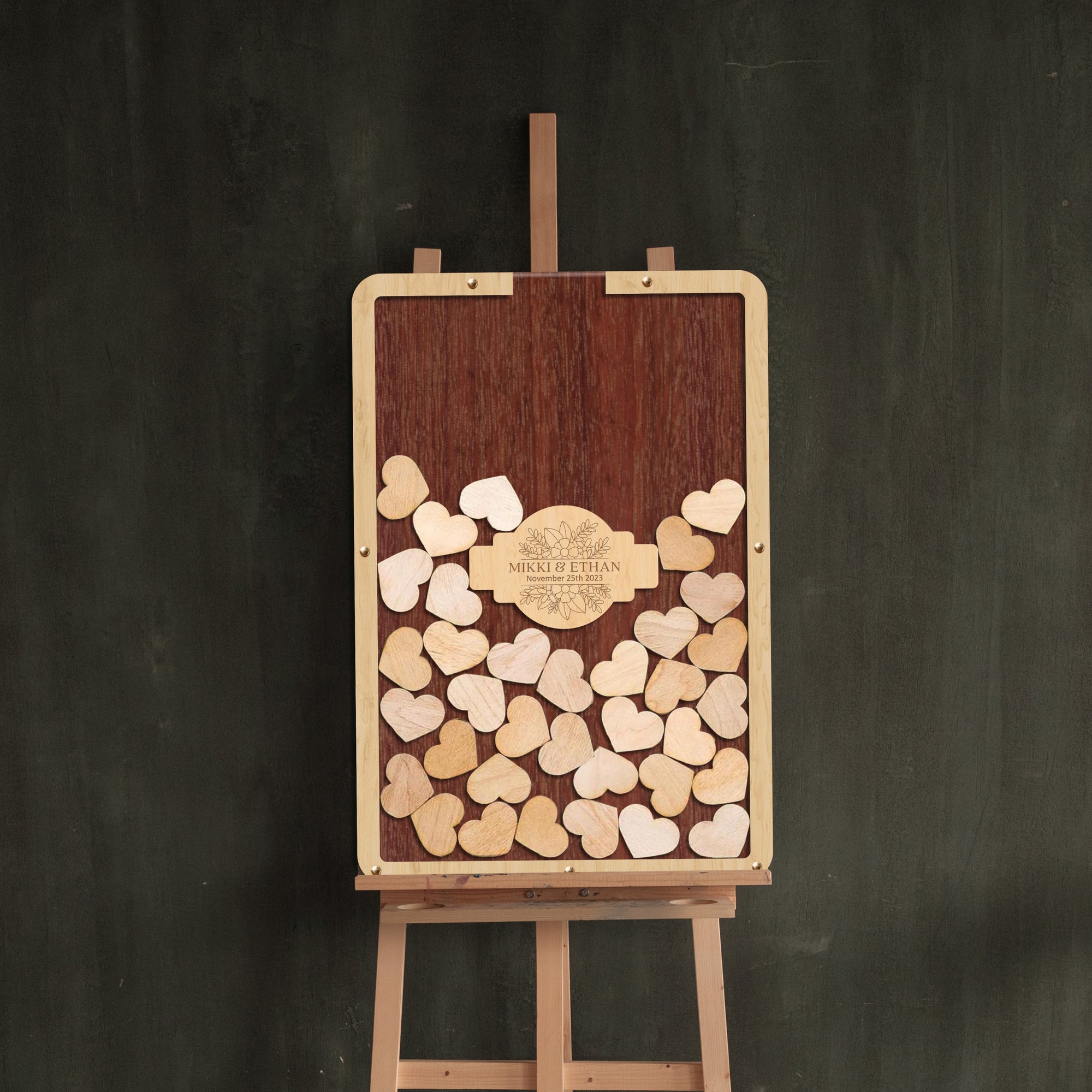 Custom Made Laser Cut Plywood Rectangle Shape Wedding Drop Box, Rustic Personalised Name & Date Guest Book Alternative, Stationery Table Decor