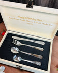 Personalised Kid's Cutlery 4 Piece & Wooden Gifted Box Set, Custom Engraved Children Name Utensils, First Birthday, Christening Baptism Gift
