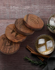 Custom Engraved Acacia Wooden Coaster, Personalised Drink Mat, Restaurant, Wedding/ Birthday/ Christmas Present, Corporate Housewarming Gift