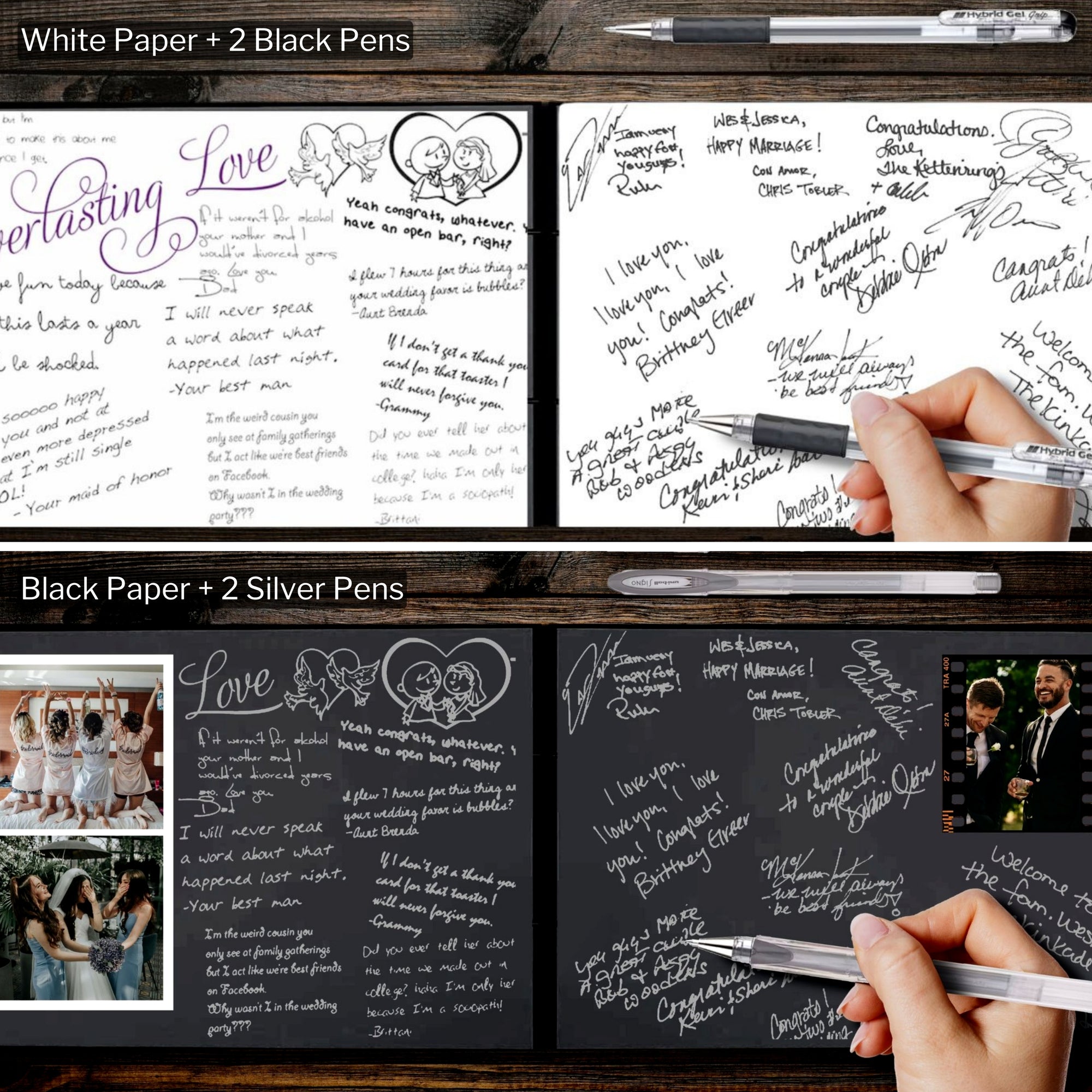 Personalised Wedding Guest Book – Engraved Acrylic & Wooden Laser Cut Cover