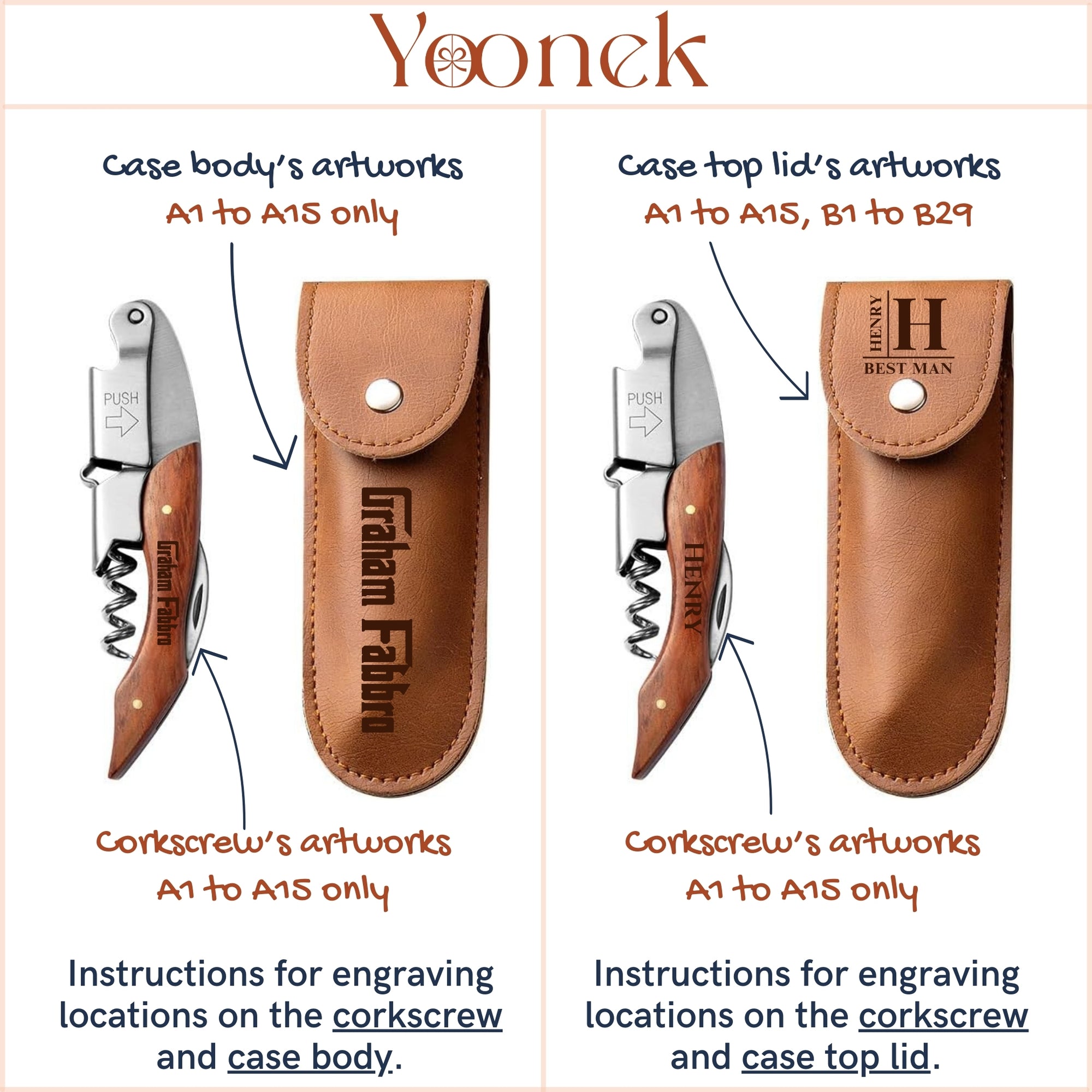 Personalised Wooden Handle Corkscrew & Leather Pouch Wine Set, Bottle Opener, Custom Logo Knife Foil Cutter, Corporate/ Groomsmen/ Dad Gift