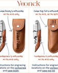 Personalised Wooden Handle Corkscrew & Leather Pouch Wine Set, Bottle Opener, Custom Logo Knife Foil Cutter, Corporate/ Groomsmen/ Dad Gift