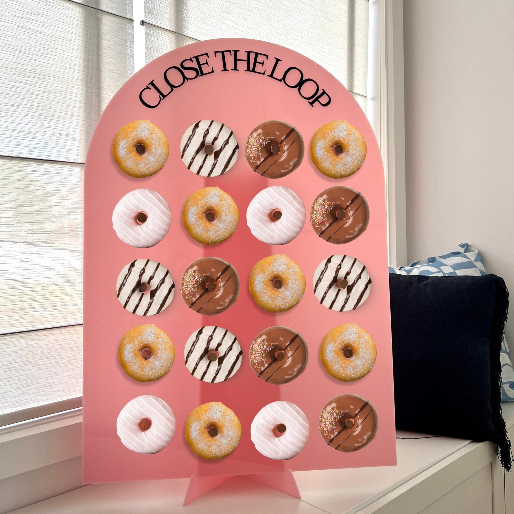 Customised 3D Acrylic Donuts Arch Wall Stand Display