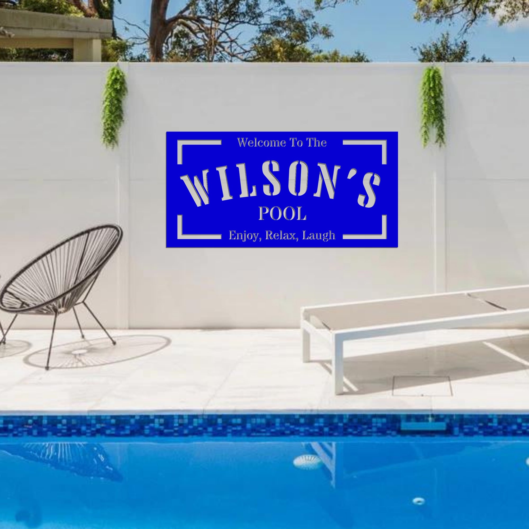 Custom Made Oasis Retreat Poolside Sign, Personalised Name Acrylic Pool Bar, Grill & Chill Backyard/ Patio/ Deck Wall Art, Housewarming Gift