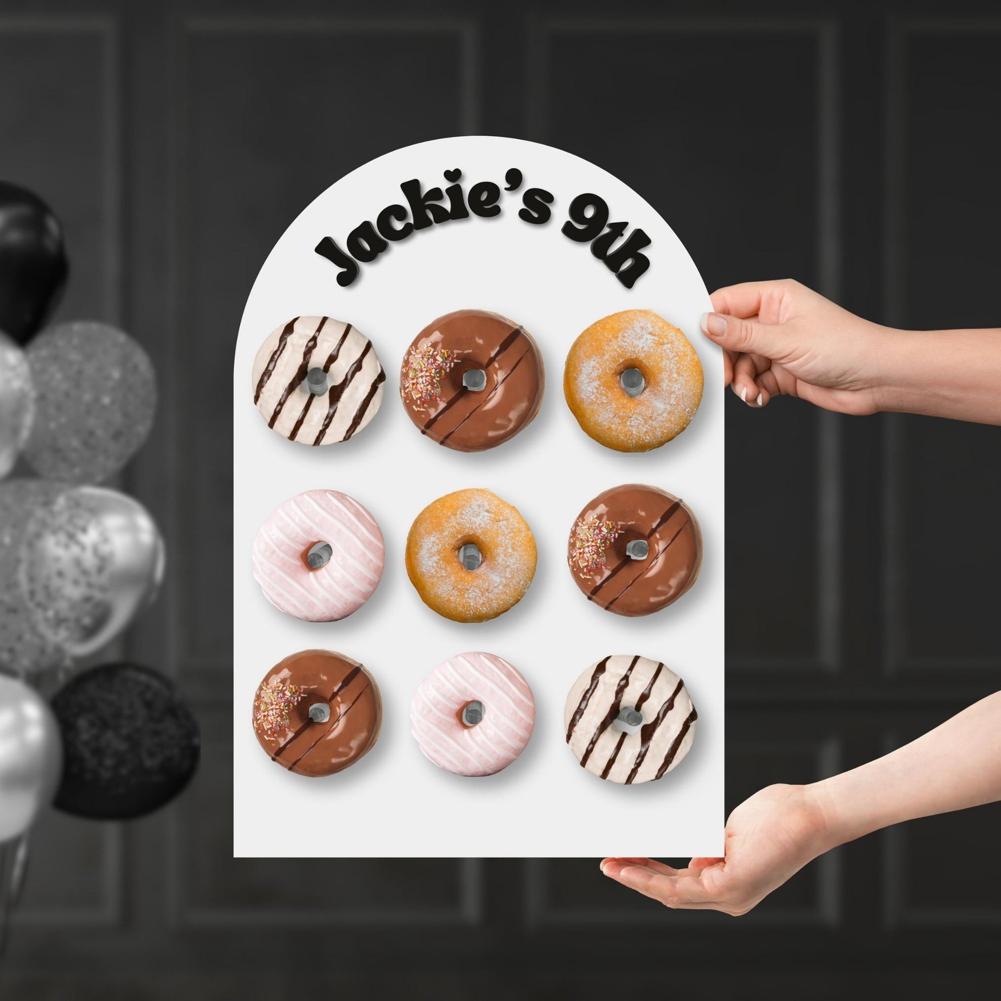 Custom 3D Acrylic Donuts Arch Wall Stand, Personalised Name Date Candy Bar Display, Donuts Holder, Wedding Table Decor, Birthday, Party Sign