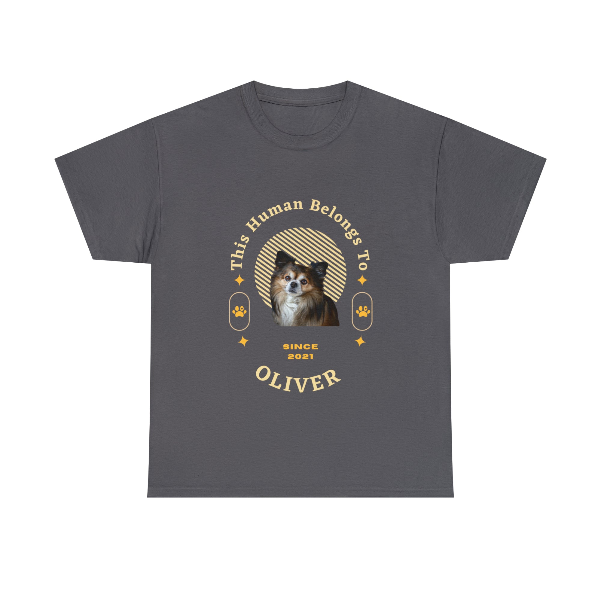 Customise Your Pet Photo Unisex T-shirt, Personalised Name This Human belongs To Dog Lover Shirt, Cat Image Custom T Shirt, Personalised Tee Shirts Birthday Gift