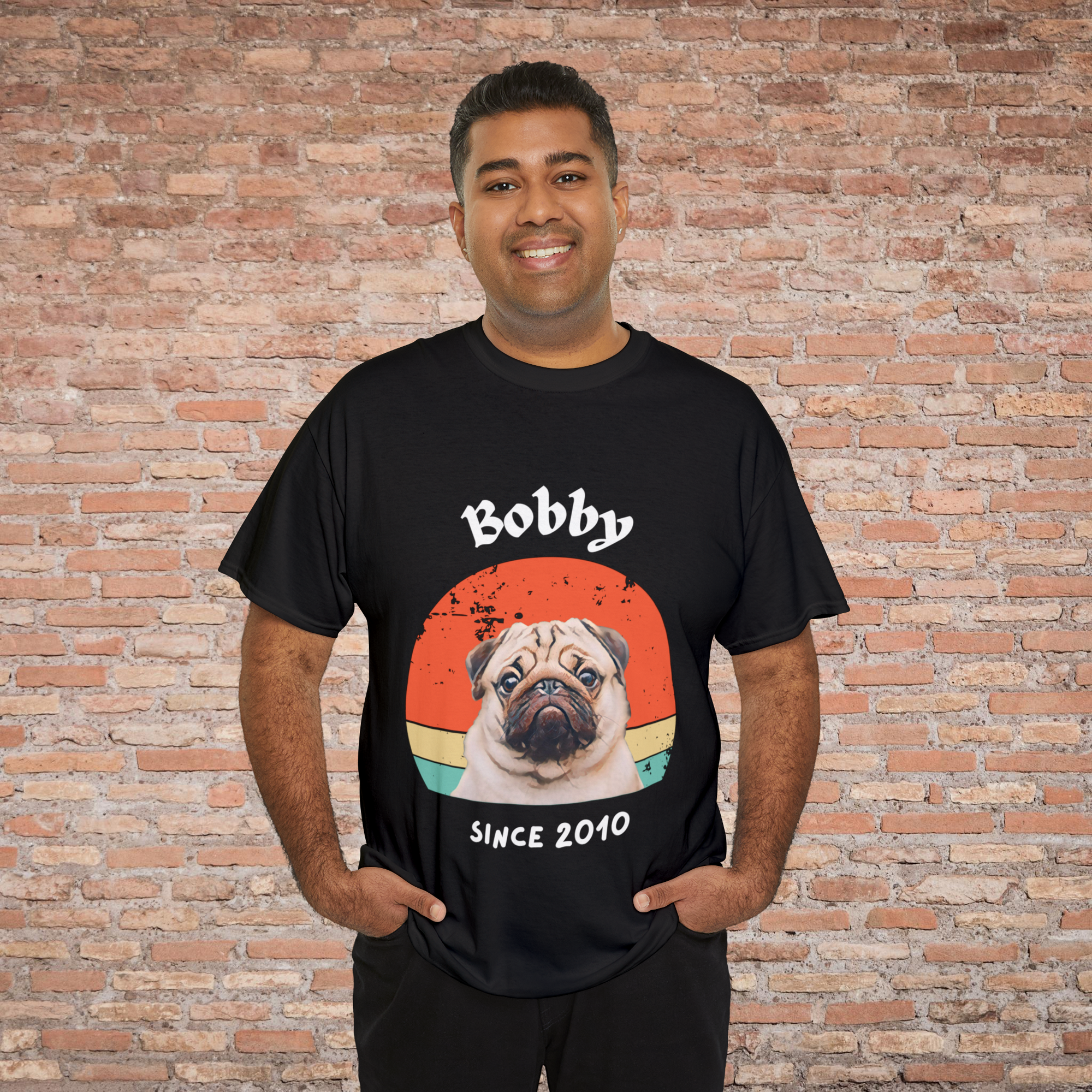 Customise Your Pet Photo Unisex T-shirt Retro Vintage Style, Dog Lover Shirt, Cat Image Custom T Shirt, Personalised Tee Shirts Birthday Gift