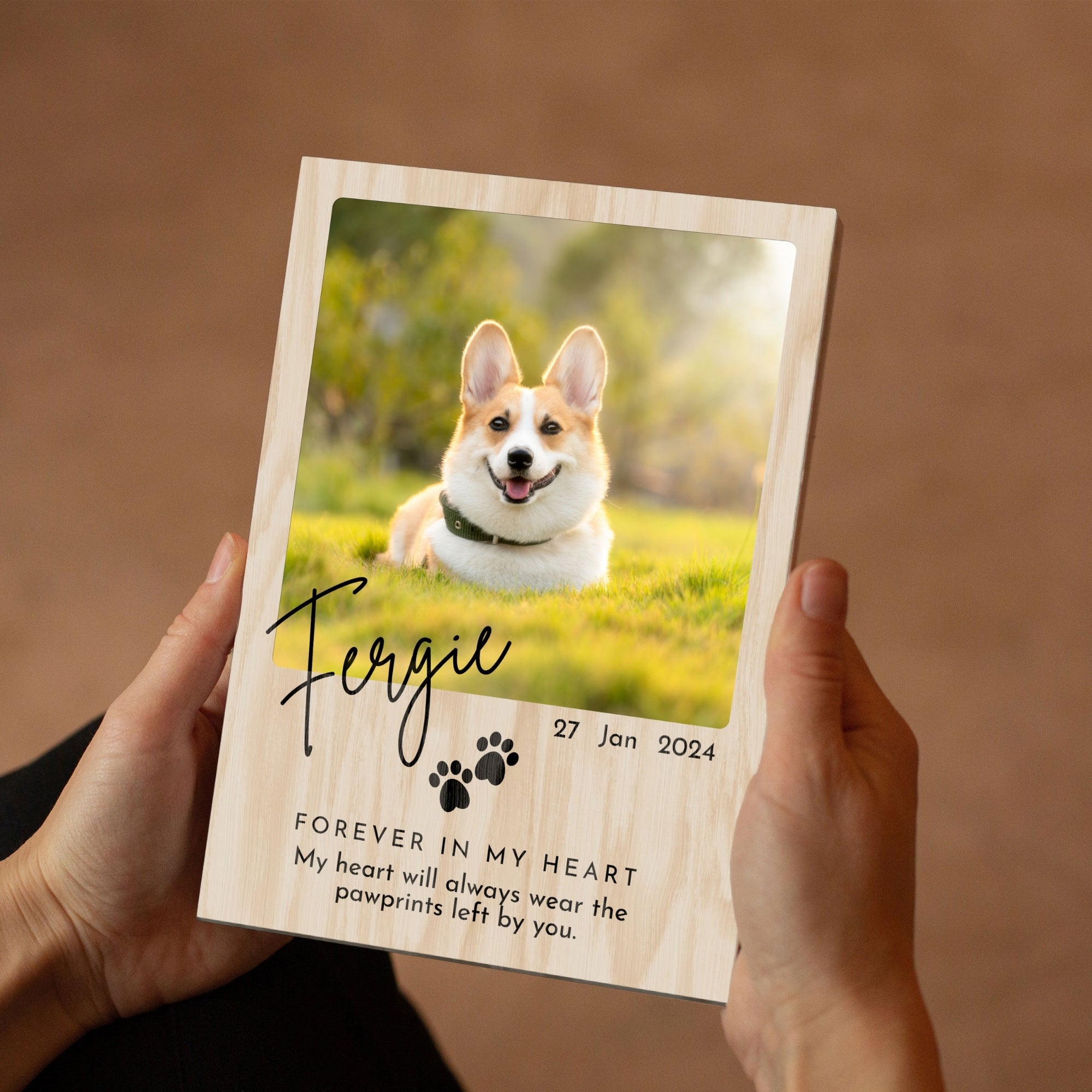 Custom UV Print In Loving Memory Pet Wooden Photo Plaque, Personalised Acrylic Table Picture Display Frame Stand, Cat Dog Loss Keepsake Gift