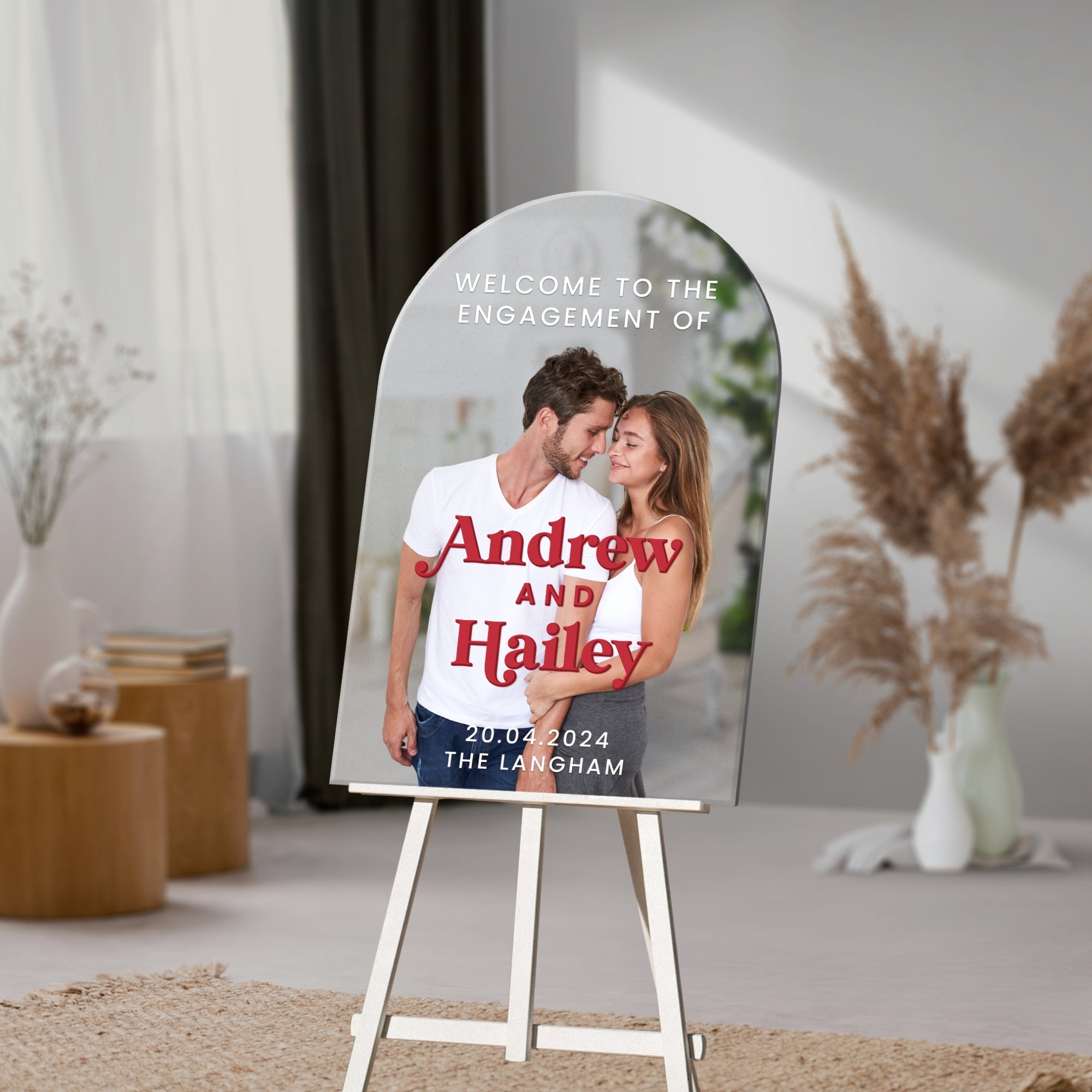 Personalised 3D Photo Engagement Wedding Welcome Mirror Acrylic Arch Sign, Custom UV Print Picture Event Signage Anniversary, Birthday Decor