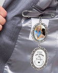 Personalised Photo & Message Memorial Groom Lapel Pin/ Tie Clip, Bridal Bouquet Charm, Vintage Brooch Pendant, Heaven Wedding Keepsake Gift