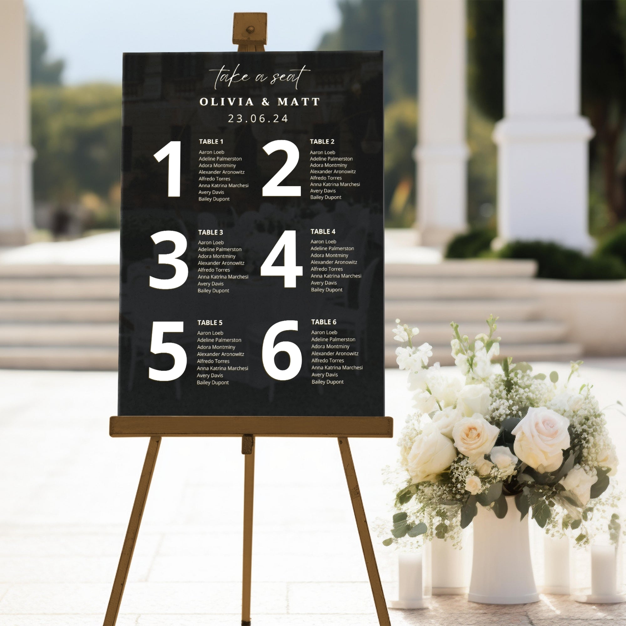 Personalised Wedding Seating Chart Sign, Custom UV Print Guest Plan, Find Table, Take a Seat Mirror Signage, Engagement Birthday Party Decor