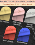 Color swatches for trophy badges with text options - Mirror Acrylic