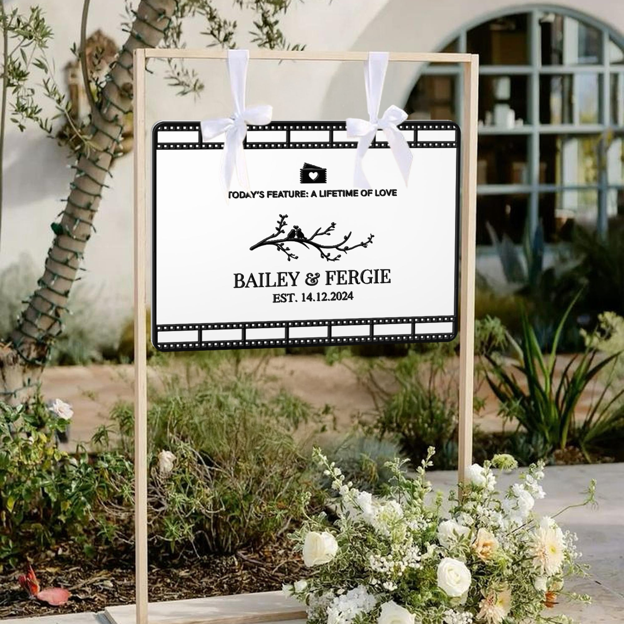 Custom 3D Acrylic White Wedding Cinefilm Guest Book Alternative, Personalised Couple Name & Date Instax Polaroid Photo Sign, Welcome Signage