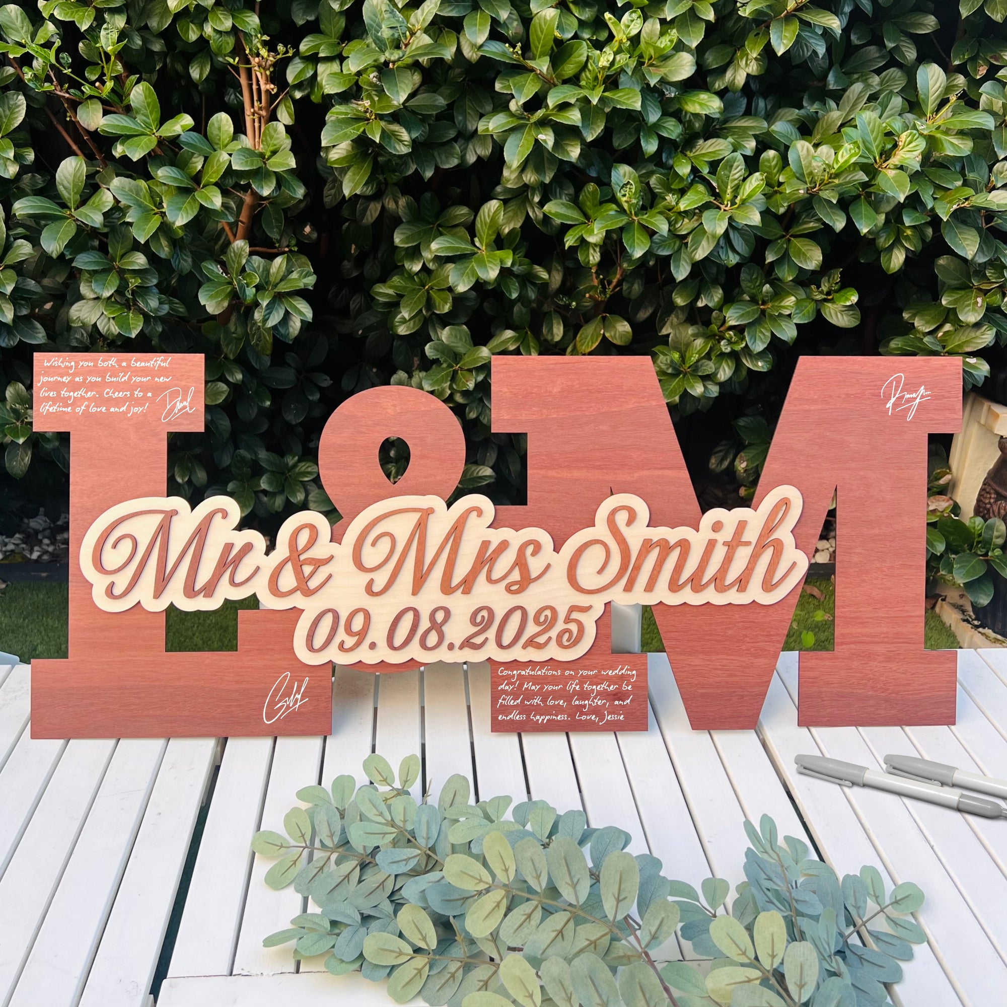 Custom 3D Triple Layer Wooden Initials Wedding Sign, Personalised Guest Book Alternative, Reception Party Welcome Decor Anniversary Keepsake