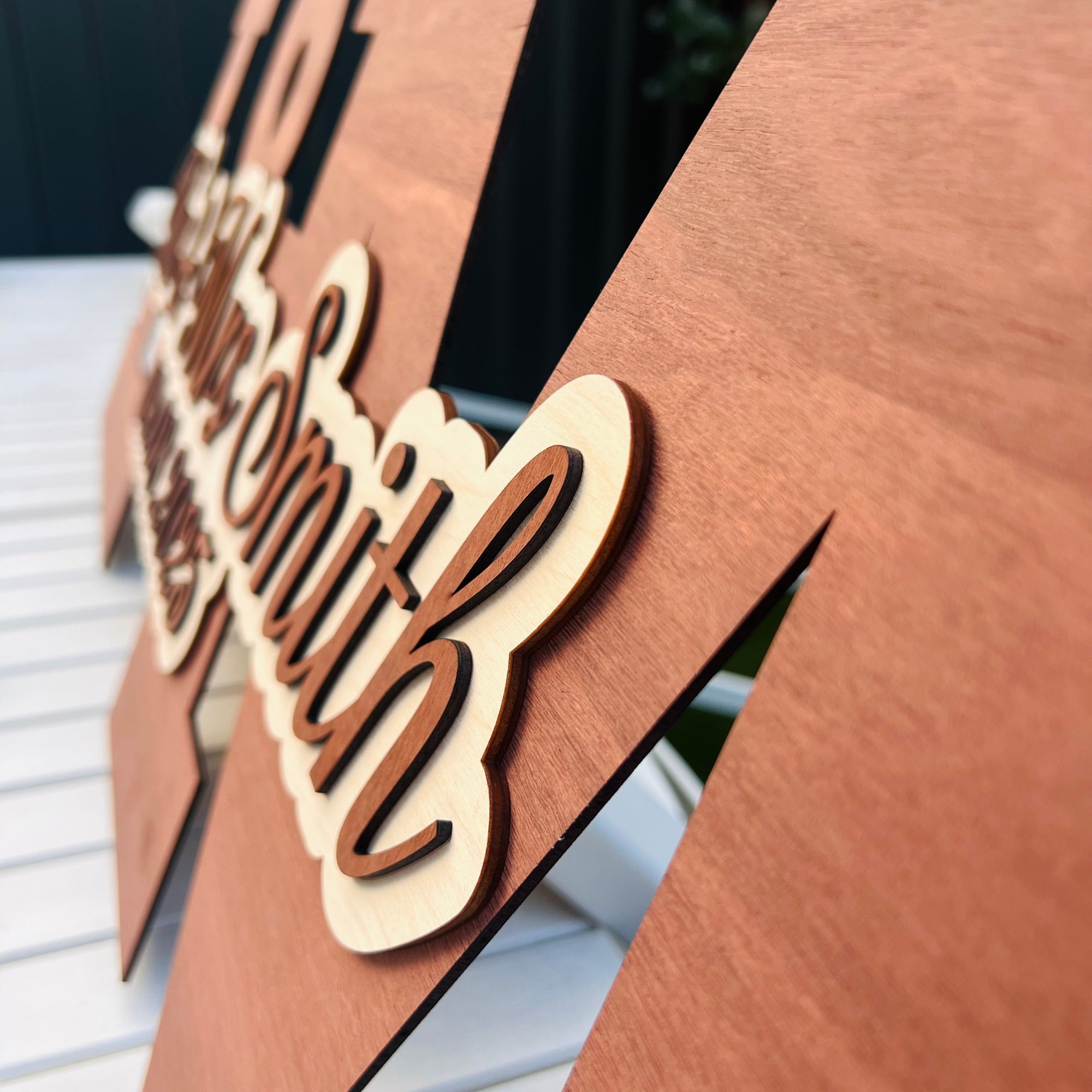 Custom 3D Triple Layer Wooden Initials Wedding Sign, Personalised Guest Book Alternative, Reception Party Welcome Decor Anniversary Keepsake