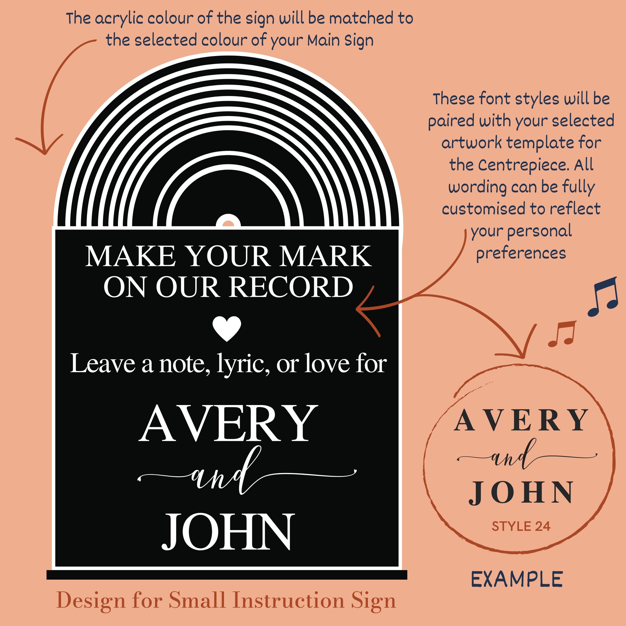 Custom Acrylic Record Vinyl Wedding Sign, Personalised Guest Book Alternative Welcome Signage, Music Lovesong Couple Decor, Anniversary Gift