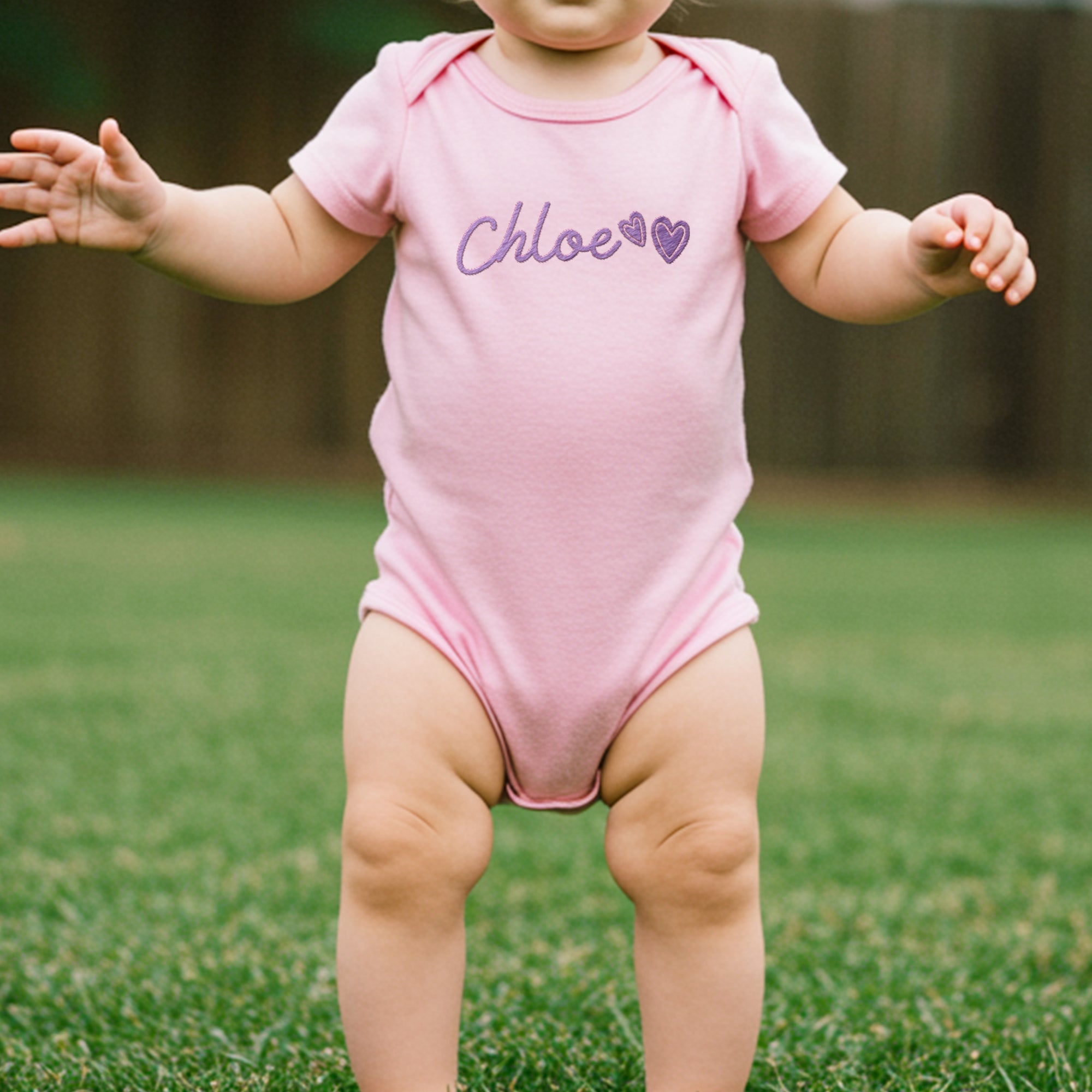 Custom Embroidered Baby Name Short Sleeve Bodysuit, Personalised Christening Keepsake, Birthday Shower, Pregnancy Announcement, New Mom Gift