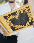 Custom Wooden Laser Cut Cover & Engraved Acrylic Wedding Guest Book, Personalised Traditional Pattern Guestbook Keepsake, Rustic Party Decor