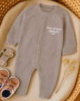 Custom Embroidered Knit Baby Name Long Sleeve Romper, Personalised Pregnancy Announcement Onesies, Christening, Birthday Shower New Mom Gift