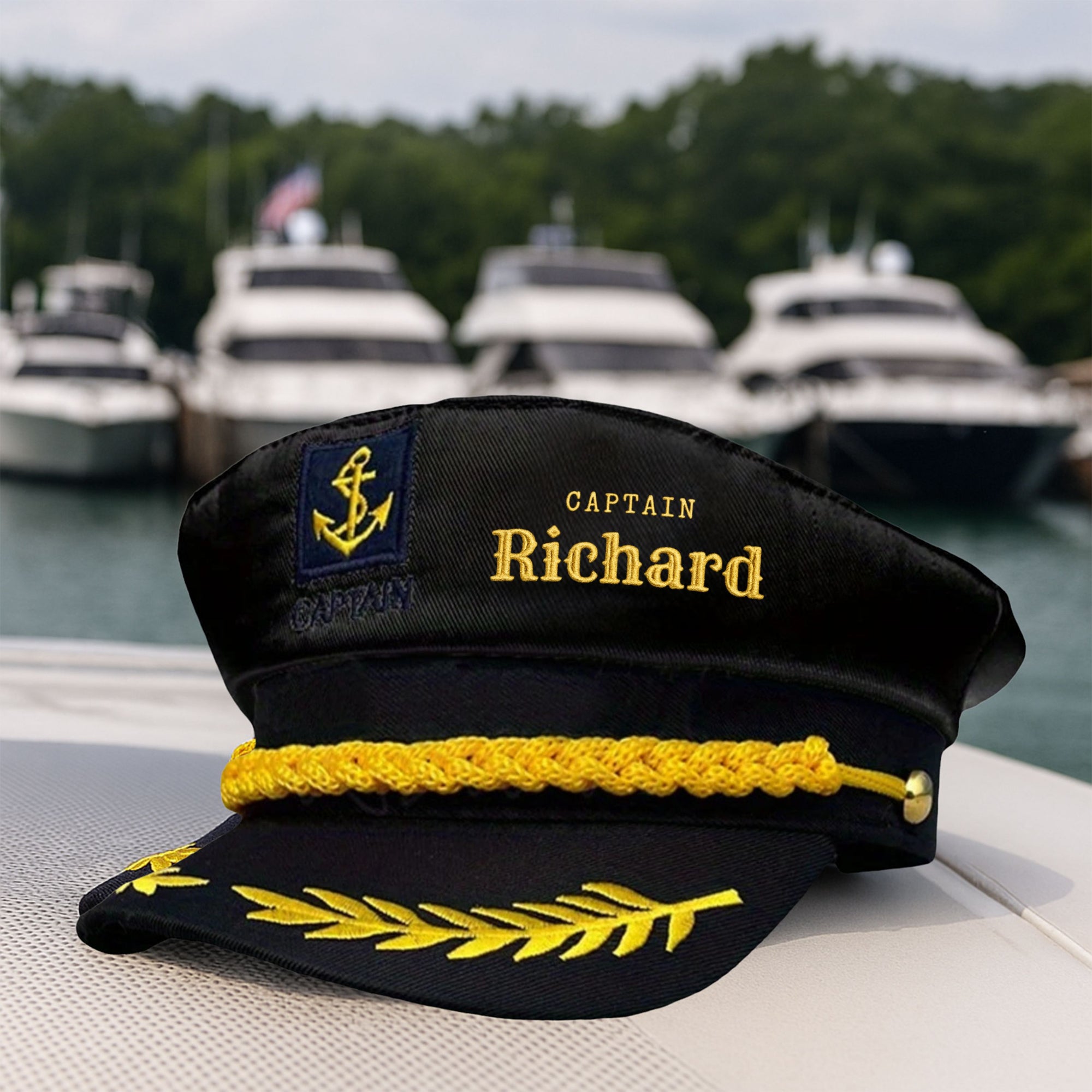Custom Embroidered Unisex Captain Cap, Personalised Yatch Sailor, Nautical Boat Hat, Bachelor Hens Party, Groomsman, Bridesmaid Wedding Gift