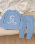 Custom Embroidered Knit Baby Name Long Top & Pant Set, Personalised Pregnant Announcement Kid Clothing, Christening, Birthday, New Mom Gift