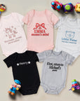 Custom Embroidered Baby Name Short Sleeve Bodysuit, Personalised Christening Keepsake, Birthday Shower, Pregnancy Announcement, New Mom Gift