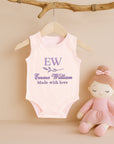 Custom Embroidered Baby Name Sleeveless Bodysuit, Personalised Pregnancy Announcement Onesies, Christening Keepsake, Birthday Shower Gift