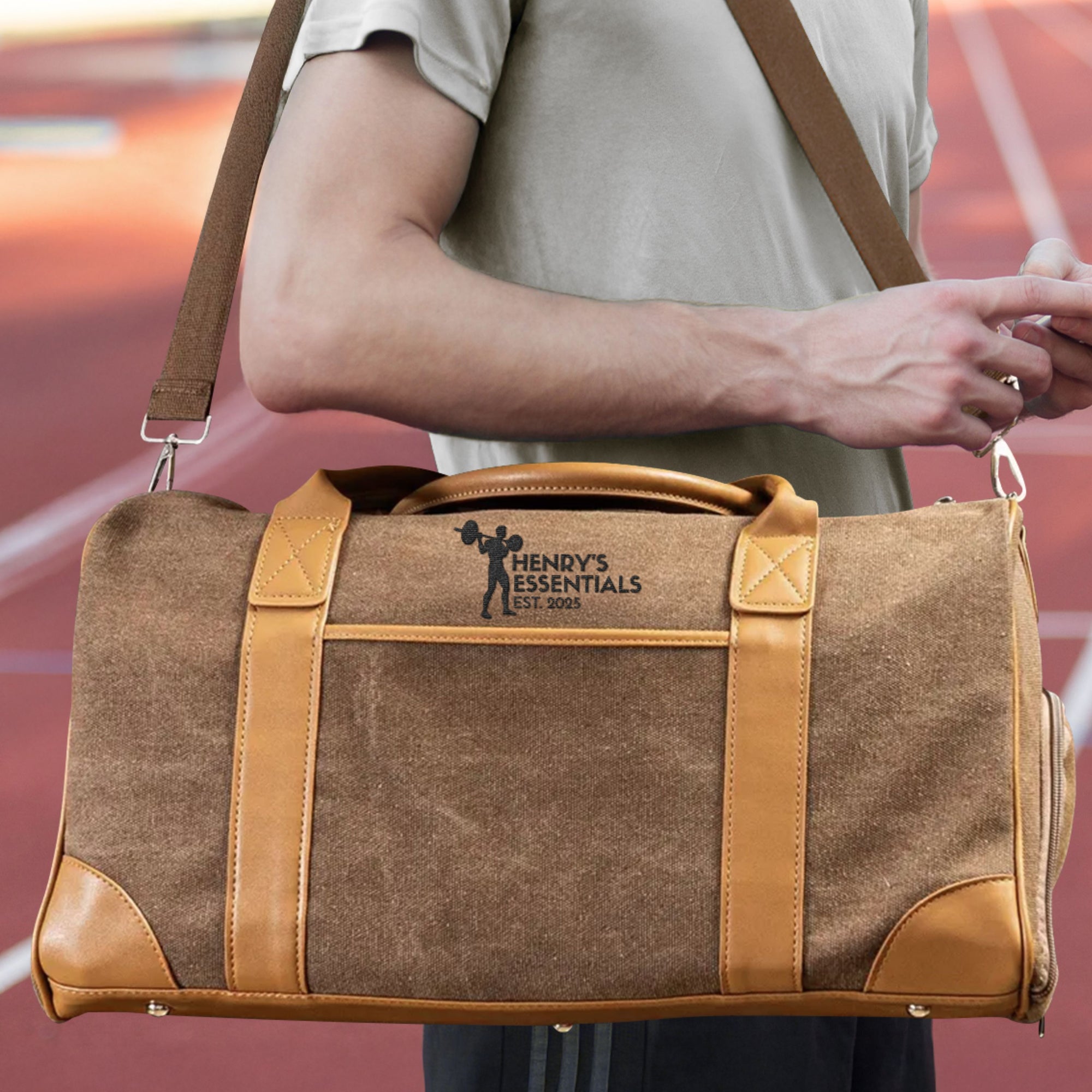 Custom Embroidered Canvas Duffle Bag, Personalised Large Gym/ Travel/ Overnight Carry On/ Shoulder Weekender Bags, Groomsmen, Dad Xmas Gift