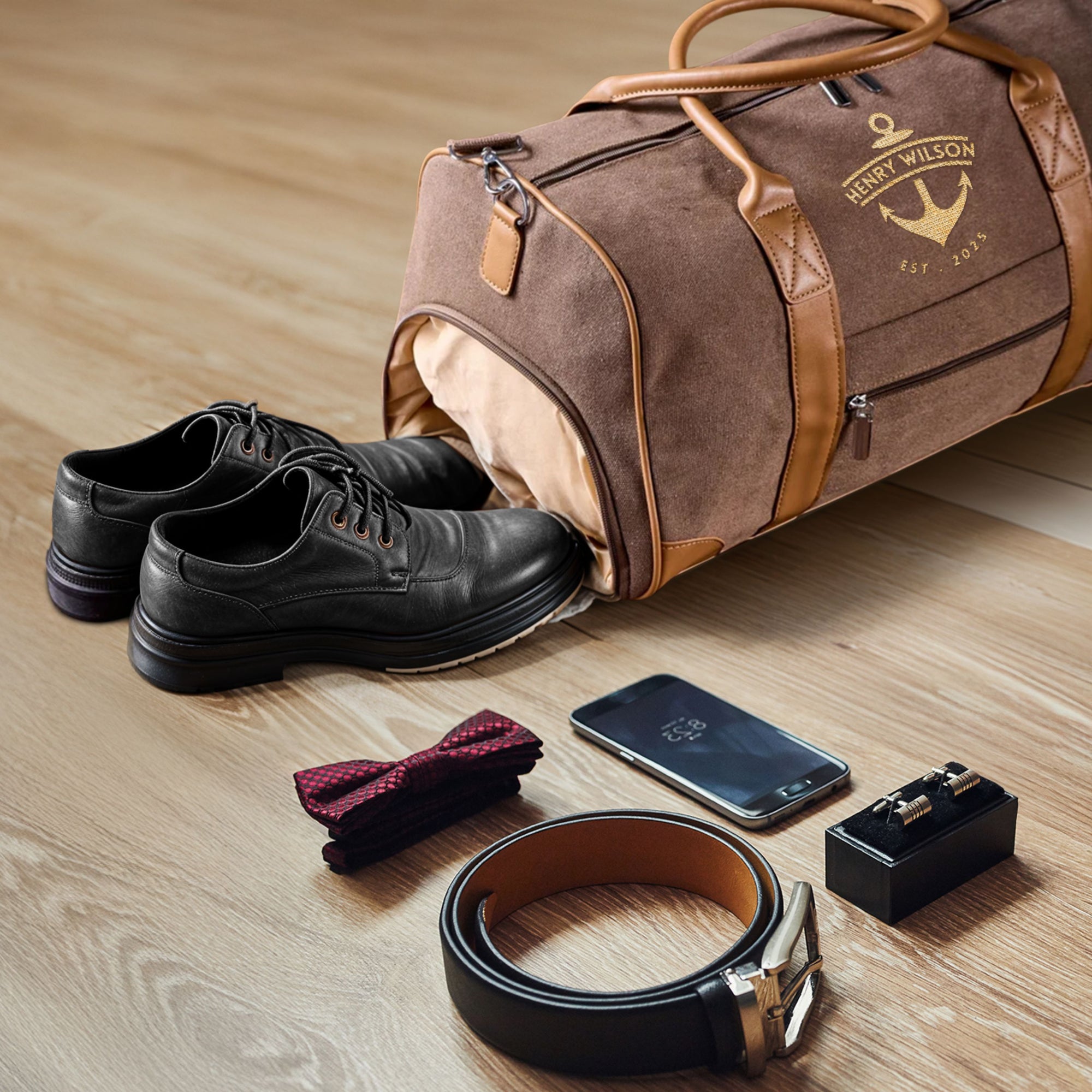 Custom Embroidered Canvas Duffle Bag, Personalised Large Gym/ Travel/ Overnight Carry On/ Shoulder Weekender Bags, Groomsmen, Dad Xmas Gift