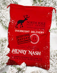 Custom Embroidered Canvas North Pole Delivery Christmas Bag, Personalised Xmas Santa Sack, Holiday Decor, Family Kid Gift Drawstring Storage
