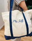 Custom Embroidered Canvas Tote, Personalised Logo Travel School Shoulder Bag, Bridesmaid Party Destination Wedding Favor Xmas Corporate Gift