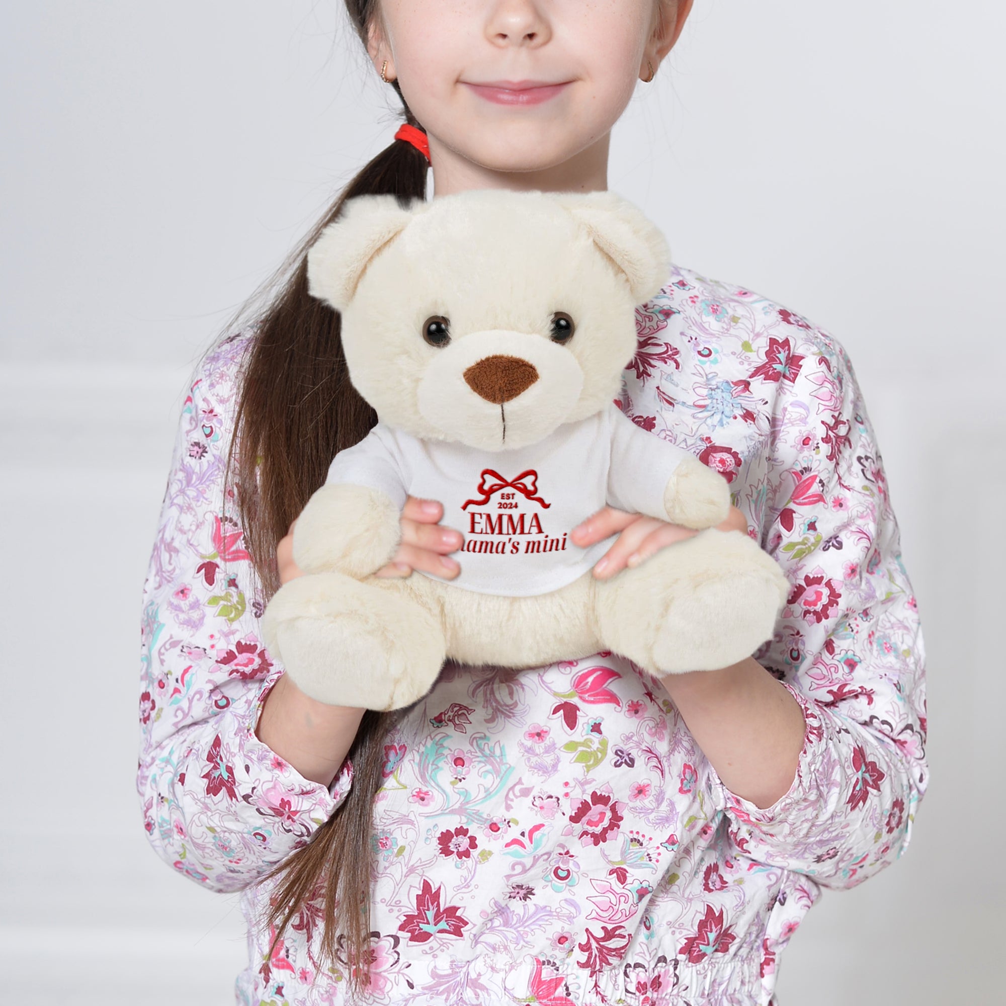 Custom Embroidered Family Teddy Bear, Personalised Plush Toy Keepsake | Wedding Anniversary Couple, Baby First Birthday Christening Kid Gift