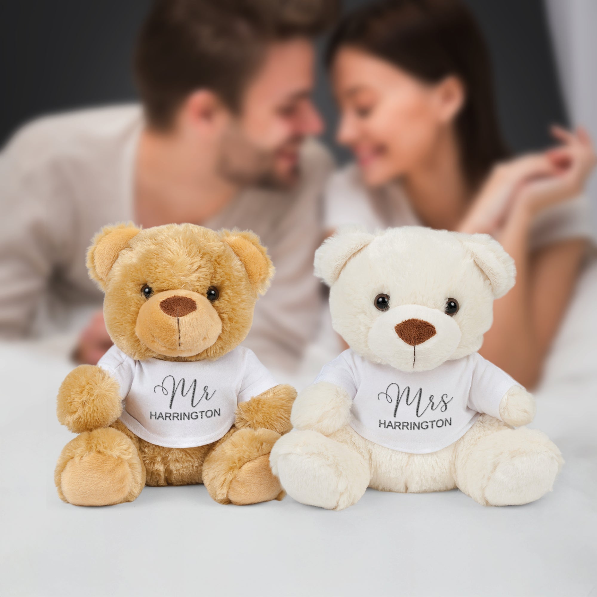 Custom Embroidered Family Teddy Bear, Personalised Plush Toy Keepsake | Wedding Anniversary Couple, Baby First Birthday Christening Kid Gift